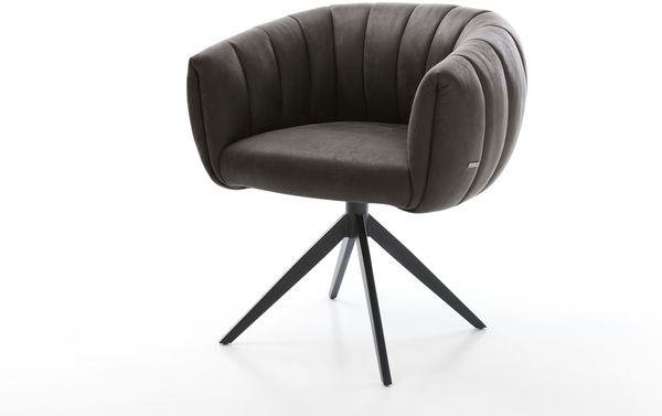 Drehstuhl Jada-Flex Mikrofaser Anthrazit Vintage Kreuzgestell breit Schwarz 360° drehbar Wippfunktion Taschenfederkern