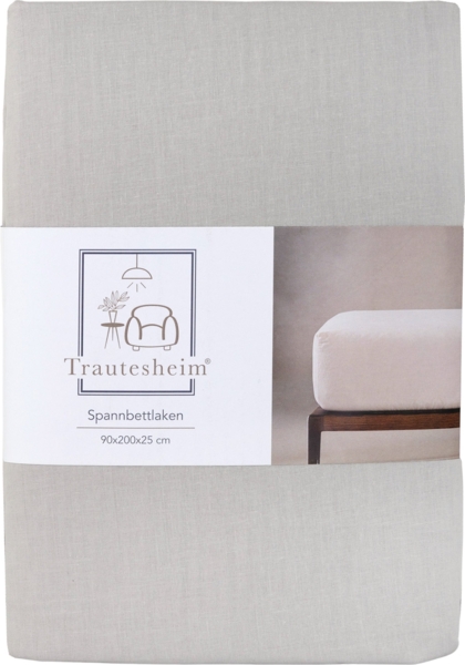 Trautesheim Spannbettlaken 90 x 200 x 25 cm, grau