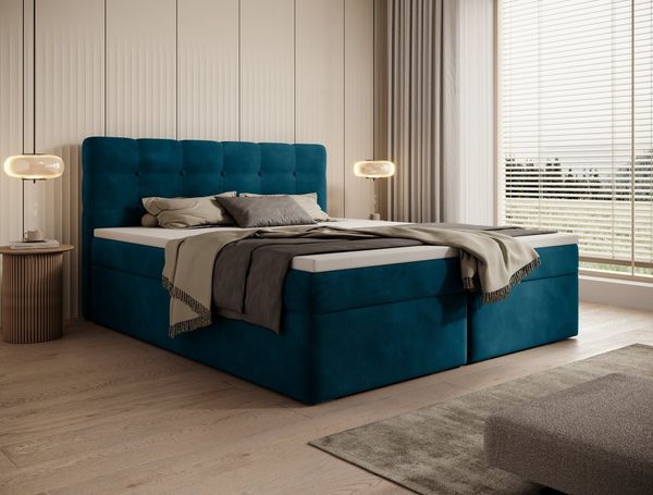 Goldstoff Boxspringbett 180x200 mit Bettkasten - Komfort & Stauraum Deluxe (Komfortbett mit Federkern und Stauraum - Modernes Bett 140 160 180 cm, 1-St, mit Stauraum und Topper - Komfortables Doppelbett modern), 140/160/180x200 cm - Luxuriöses Schla...