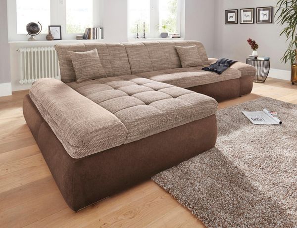 DOMO collection Ecksofa PB Moric wahlweise mit Bettfunktion + Armteilverstellung, L-Form, im XXL-Format, B/T/H:300/172/80 cm, feine Steppung