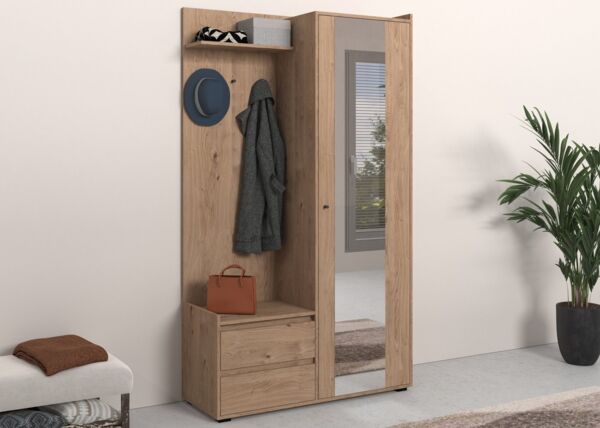 OTTO home Garderobenschrank Kosmo mit Spiegel Maße 118 x 30 cm, Höhe 190 cm, Breite 110 cm