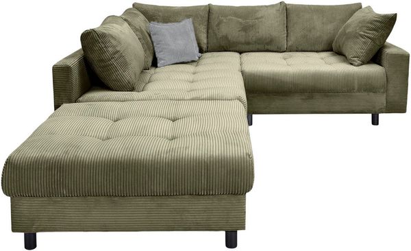 COLLECTION AB Ecksofa Toni L-Form, B: 215 cm, Set: Sofa & Hocker, 2 Zierkissen, Federkern