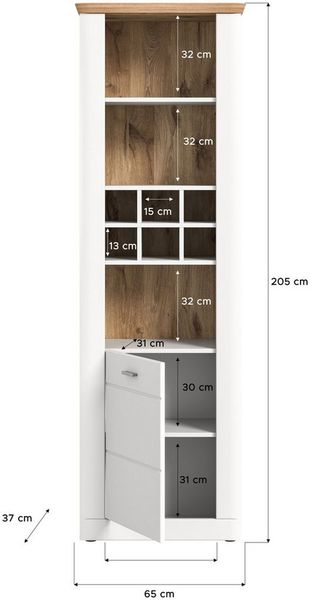 xonox. home Standregal, in weiß matt B/H/T: 65 x 205 x 37 cm Bild 4