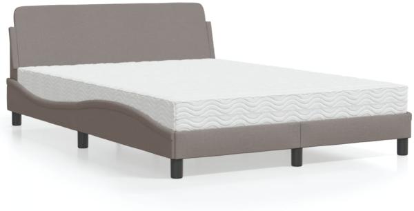 vidaXL Bett mit Matratze Taupe 140x200 cm Stoff 3208408