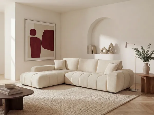 Vente-unique - BERENIA Sofa Stoff Beige - B 207 cm x H 82 cm x L 298 cm