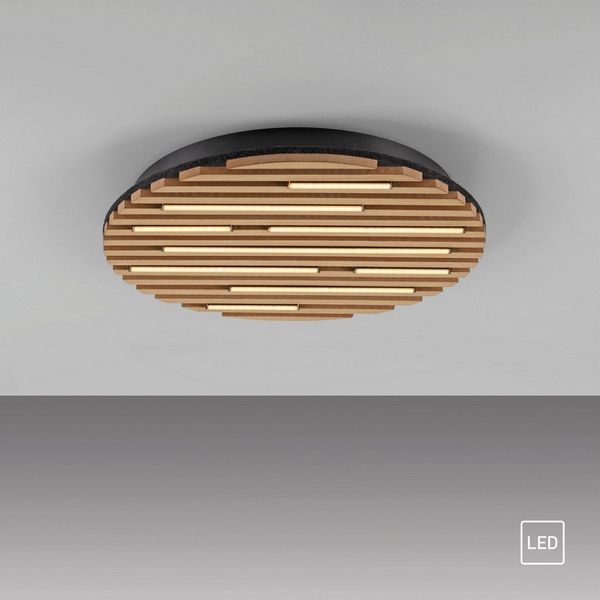 OTTO home Deckenleuchte Ullii Akustikpaneele, LED fest integriert, Warmweiß, schwarze LED Diffuser, Holz, Akustik, Paneele, 3000K - Ø 40 cm