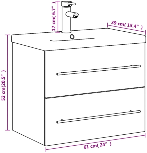 vidaXL Waschbeckenunterschrank mit Einbaubecken Schwarz 3278765 Bild 9