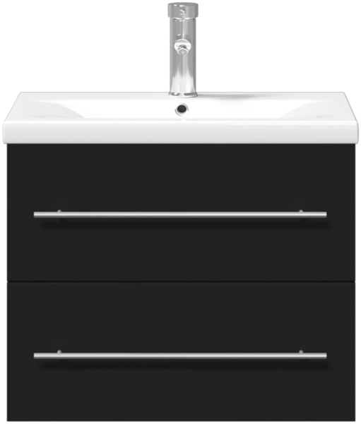 vidaXL Waschbeckenunterschrank mit Einbaubecken Schwarz 3278765 Bild 3