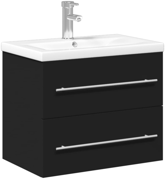 vidaXL Waschbeckenunterschrank mit Einbaubecken Schwarz 3278765 Bild 1