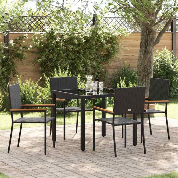 vidaXL Garten Essgruppe 5 pcs Schwarz Poly-Rattan 3365387
