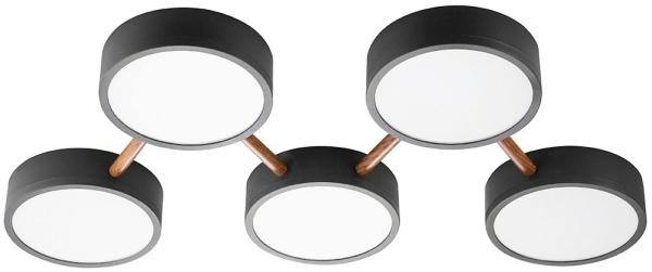 LED Deckenleuchte, schwarz, Holz-Optik, dimmbar, L 74 cm