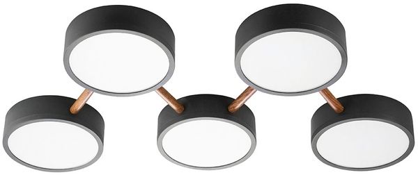 LED Deckenleuchte, schwarz, Holz-Optik, dimmbar, L 74 cm