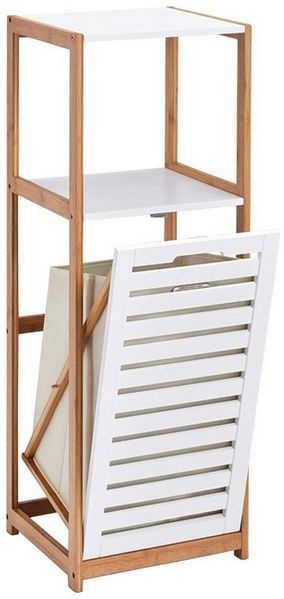 Bambusregal für das Badezimmer, Bücherregal mit Wäschekorb, Leiter-Gestell. Bild 2