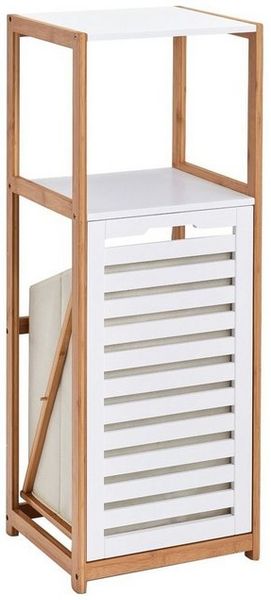 Bambusregal für das Badezimmer, Bücherregal mit Wäschekorb, Leiter-Gestell. Bild 4