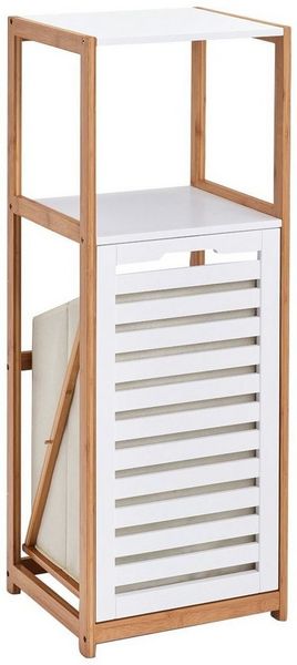 Bambusregal für das Badezimmer, Bücherregal mit Wäschekorb, Leiter-Gestell. Bild 5