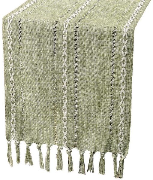 Blusmart Tischläufer Klassische Tischfahne im nordischen Stil (Tischdecke mit Quasten im Boho-Landhausstil 1-tlg, Handgefertigte Quasten, waschbar), Geeignet als Tischdekoration