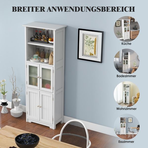 163 cm Hoher Badezimmerschrank Freistehender Vorratsschrank 60 x 30 x 163 cm Weiß