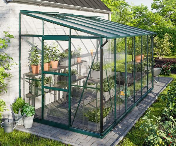 Vitavia Anlehngewächshaus Ida 7800 BxT 387x201 cm 7,8m² ESG/HKP Alu smaragd
