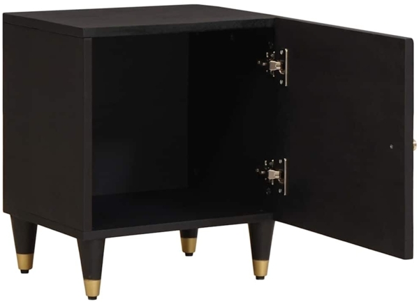 vidaXL Nachttisch mit Tür Schwarz 40 x 33 x 46 cm Massivholz Mango 4018804