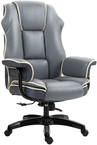 Vinsetto Gamer Bürostuhl, ergonomisch, mit höhenverstellbarer Rückenlehne, neigbar, um 360° drehbar – 76 x 80 x 118-124 cm – Grau