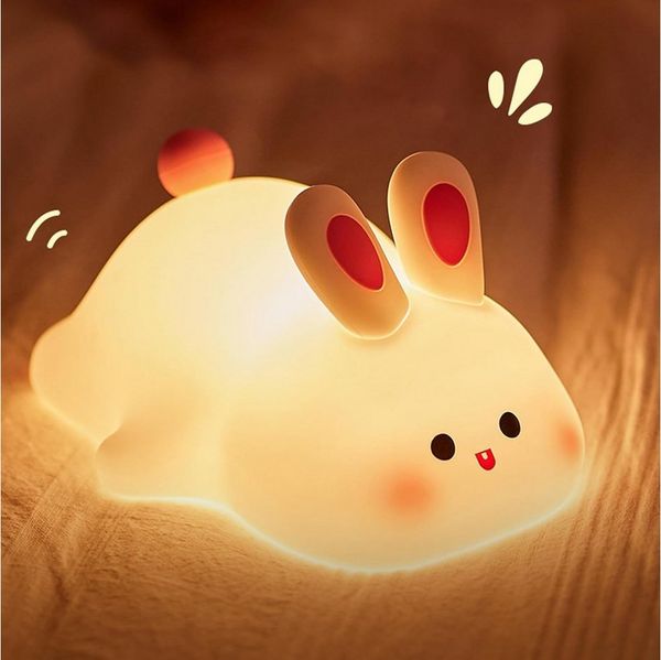 ANYSUN LED Nachtlicht für Kinder Nachttischlampe Touch Dimmbar Timing USB Aufladbare, Warmweiß, Silikon Nachtlicht Baby Tischlampe für Kinderzimmer Babyzimmer Deko
