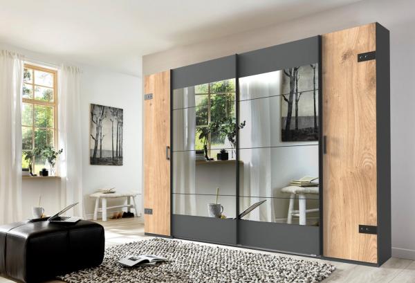 Wimex Schwebetürenschrank Stockholm, Schlafzimmerschrank mit Industrial-Look, rustikale Optik Kleiderschrank mit Spiegel BESTSELLER Schrank Garderobe