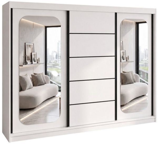 A&J MöbelLand GmbH Schiebetürenschrank BELANO – Moderner Kleiderschrank mit Schiebetüren (Die perfekte Kombination aus modernem Design, hoher Funktionalität und großzügigem Stauraum für Kleidung, Bettwäsche und Accessoires, erhältlich in verschiedenen ...