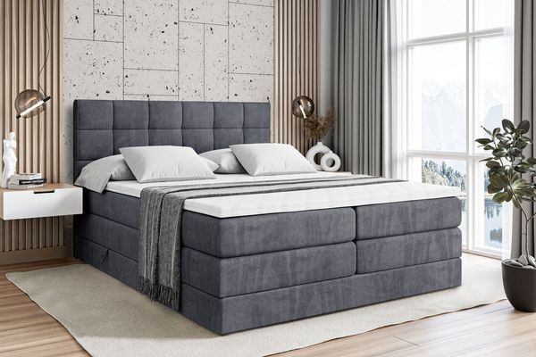 ALTDECOR Boxspringbett APO KING (mit Matratze und Lattenrost Topper Polsterbett mit Bettkasten Boxbett), H4 Multipocket, H3 Bonellfederung, Doppelbett Springboxbett