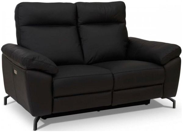 2-Sitzer Relaxsofa Astella Leder Schwarz - Elektrisches Sofa mit Liegefunktion & USB