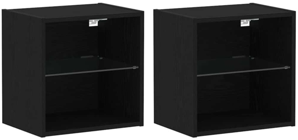 vidaXL Schwimmendes Regal mit LED-Licht 2 pcs Schwarz Holzwerkstoff 863095