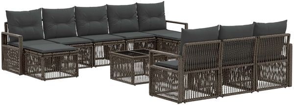 vidaXL Gartensofa-set 11 pcs Grau Poly-Rattan 3435848