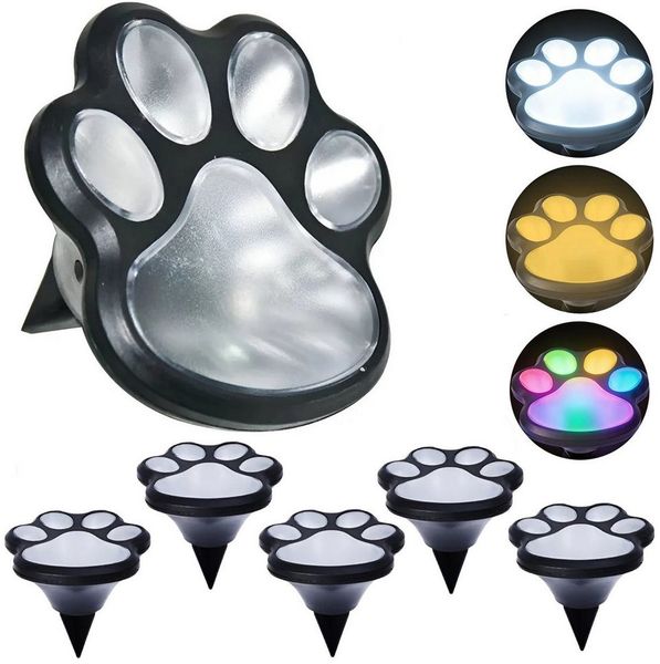 VIVIHEYDAY LED Solarleuchte 3/6 Stück Solar Bodenleuchten mit Pfotenabdruck, Solarleuchten, für Garten, Led Solar Gartenleuchten, Solarlampen, für Garten Rasen Gehweg Patio