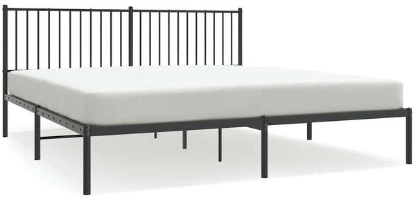 Doppelbett, Bettgestell Modernen mit Kopfteil Metall Schwarz 180x200 cm d557e