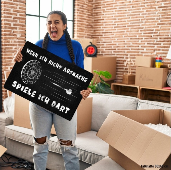 speecheese Fußmatte Wenn ich nicht aufmache spiele Dart Fußmatte in 35x50 cm ohne Rand Bild 3