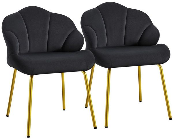 Yaheetech Esszimmerstuhl Loungesessel in Muschelform (2 St), Schreibtischstuhl Ohrensessel Polsterstuhl mit Metallbeinen