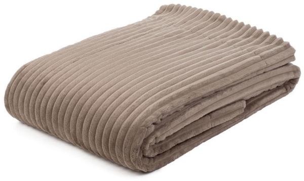 Gözze Wohndecke, kuschelweich, 1620g/Stück, Cord Optik, Polyester, Taupe, 150x200 cm