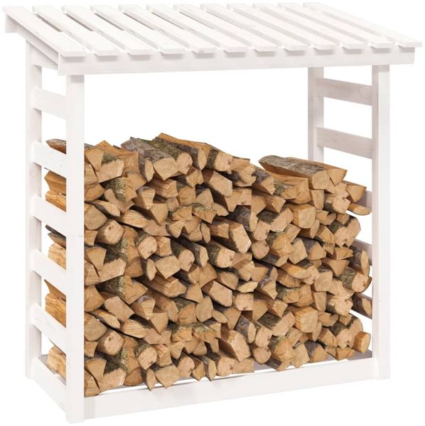 vidaXL Kaminholzregal Weiß 108x64,5x110 cm Massivholz Kiefer 822438 Bild 4