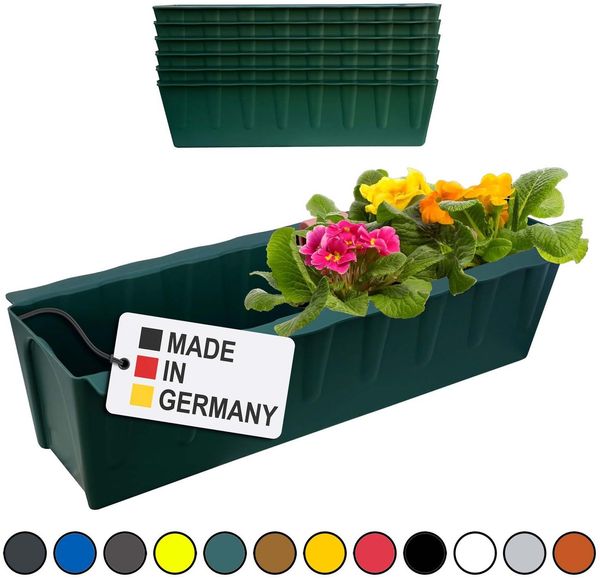 Hossi's Wholesale 6 Euro-Paletten Blumenkästen-Einsätze | 37,3cm Dunkelgrün | Pflanzkasten für Europalette Palette | Balkonkasten | Blumentopf | aus stabilen Kunststoff | Made in Germany