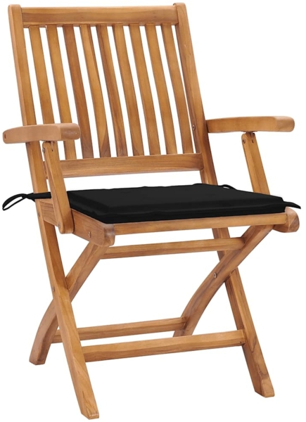 vidaXL Klappbare Gartenstühle mit Kissen 4 Stk. Massivholz Teak 3072730