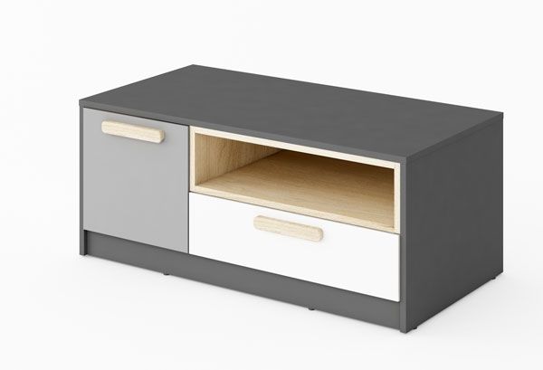 Lowboard ""Pok"" TV-Unterschrank 100cm graphit grau weiß Buche Ibsen