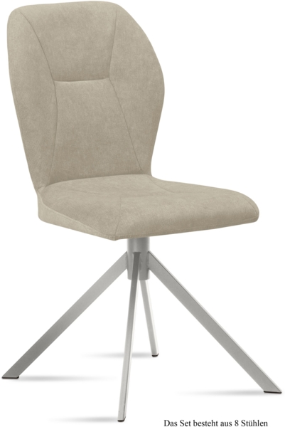Esszimmerstuhl (8er-Set) Dorthy 51x92x60 Edelstahl/Natur