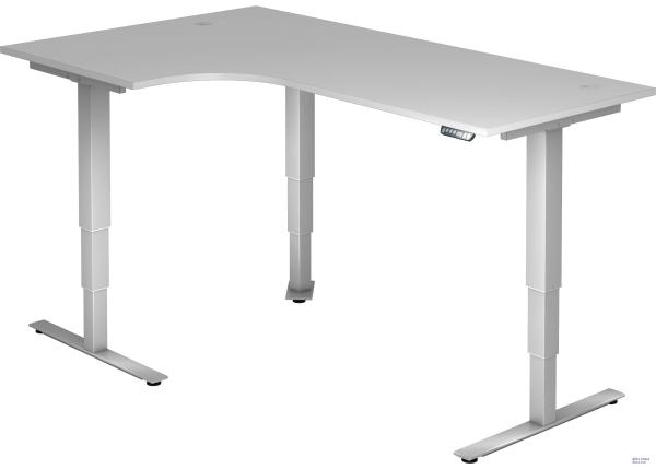 Schreibtisch 200x120x62-127cm grau/silber elektrisch höhenv