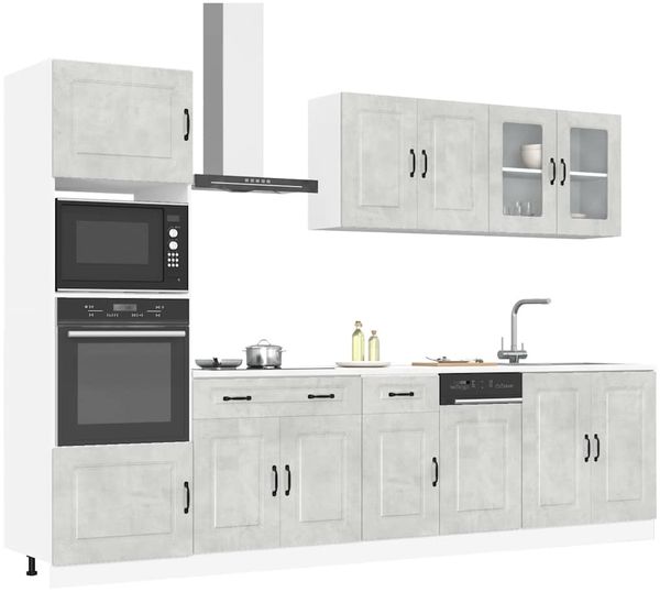 vidaXL 7-tlg. Küchenschrank-Set Kalmar Betongrau Holzwerkstoff 3314735