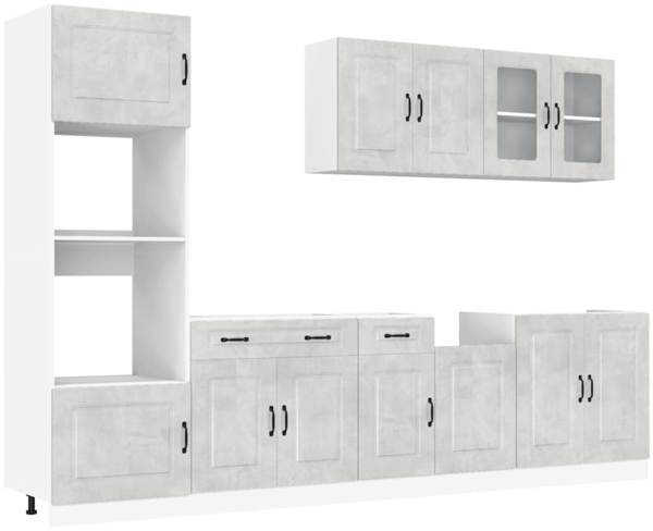 vidaXL 7-tlg. Küchenschrank-Set Kalmar Betongrau Holzwerkstoff 3314735