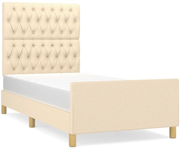 Einzelbettgestell Design für Erwachsene ohne Matratze Creme 90x200 cm Stoff d4341e