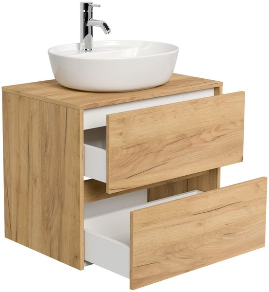 Badmöbel Taifun 70cm mit ovalem Aufsatzwaschbecken eiche gold : Eiche Gold Bild 4