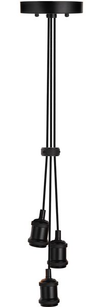 LUXULA Pendelleuchte Avocado 3 flammig, für 3 x E27, Metall, 1,5 m Textilkabel, schwarz
