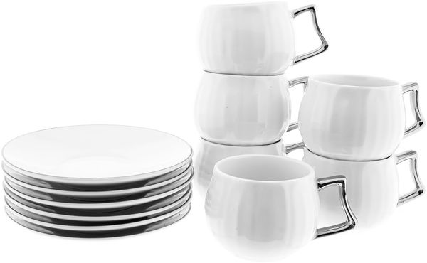 Porzellan-Mokkatassen im Set – zeitlose Eleganz in drei exklusiven Designs Silber
