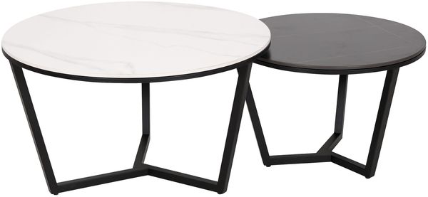 Livin Hill Couchtisch Set Modig Schwarze Beine, schwarz/weiße Tischplatte M66