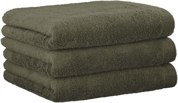 CAWÖ Gästetuch, 3er Pack - Lifestyle, Walkfrottier, Baumwolle, einfarbig Grün 30x50cm